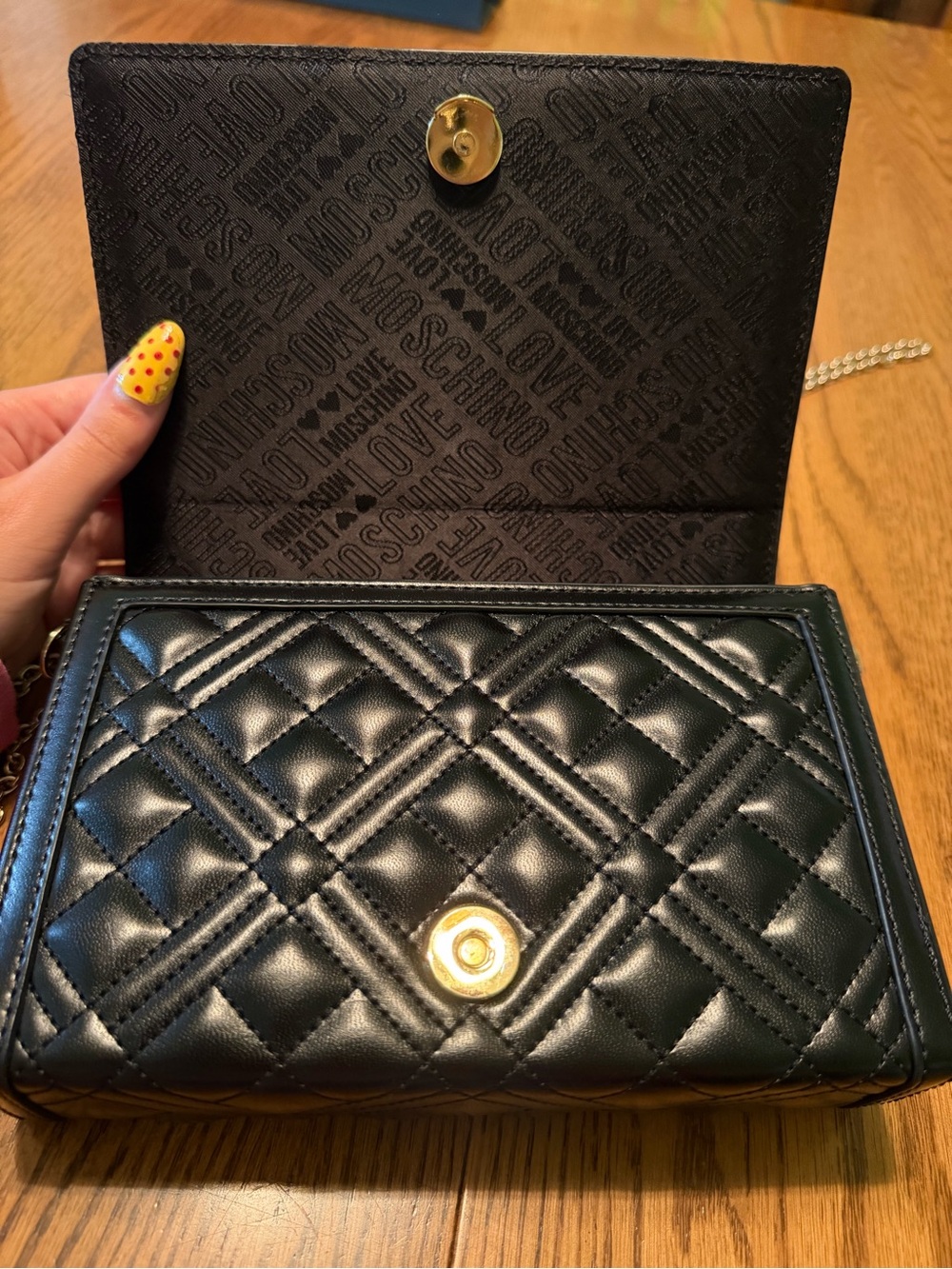 Love Moschino Black Quilted Top-Handle Crossbody Purse - Picture 9 of 9